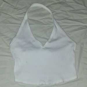 Wild Fable White Ribbed Halter Crop Top